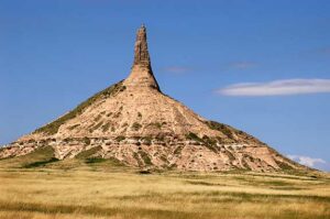 Chimney Rock, just east of Gering near Bayard, is one of the most famous landmarks on the Oregon Trail.