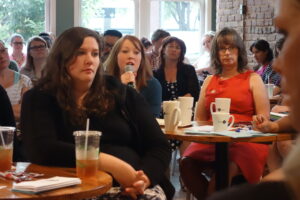 The panel took questions from the crowd of more than 120 people at Urban Abbey.